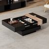 Couchtisch quadratisch 70x70 cm ausziehbare Tischplatte schwarz Holz Optik Stauraum Bild 2