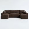Wohnero24 Habana U Ecksofa 325x153 cm mit Schlaffunktion 281x133 cm – Große Wohnlandschaft U-Form – Sofa U mit Bettkasten – Cord Braun Couch XXL – Familien Sofa Modern Bild 2