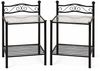 2er Set romantische Nachtkonsolen aus Metall in Schwarz mit Glasablage und Sprossenboden Bild 2