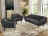 Wohnzimmerset PIRS 1-1-3, Skandinavisches 3-Sitzer Sofa mit Sesseln, Sofa mit Wellenfederung, schwarze Füße, Skandinavisches Möbelset - Grau Cord Bild 3
