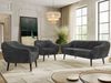 Wohnzimmerset PIRS 1-1-3, Skandinavisches 3-Sitzer Sofa mit Sesseln, Sofa mit Wellenfederung, schwarze Füße, Skandinavisches Möbelset - Grau Cord Bild 4