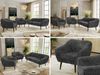 Wohnzimmerset PIRS 1-1-3, Skandinavisches 3-Sitzer Sofa mit Sesseln, Sofa mit Wellenfederung, schwarze Füße, Skandinavisches Möbelset - Grau Cord Bild 2