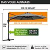 BRAST Alu Sonnenschirm Ampelschirm Ø300cm Grau Schützhülle UV-Schutz 50+ wasserabweisend drehbar & höhenverstellbar Bild 2