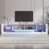 Merax 181 cm Hochglanz-TV-Schrank mit LED-Beleuchtung, Für Fernseher bis 80 Zoll, Glasfront, zwei klappbare Schubladen, Weiß Bild 2