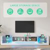 Merax 181 cm Hochglanz-TV-Schrank mit LED-Beleuchtung, Für Fernseher bis 80 Zoll, Glasfront, zwei klappbare Schubladen, Weiß Bild 5