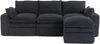 3-Sitzer Sofa mit Hocker, Cord, modulare Form & Seitentaschen, 263 x 167 x 85 cm, Schwarz Bild 5