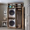 Roomart Waschmaschinenschrank- DORA-I- 130 cm breit – Waschmaschinen- & Trockner-Überbau mit Türen und Ausziehplatte, Bad & Waschküche • Eiche Bild 3
