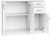 Home Collective Kommode mit 2 Schubladen und 3 Türen in matter Ausführung, Kommode 110cm breit (Hergestellt aus laminierten Platten, Metallrollen mit Auszugsperre), Holz Schrank Sideboard Highboard Kommode mit Schubladen Weiß Bild 4