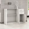 Home Collective Kommode mit 2 Schubladen und 3 Türen in matter Ausführung, Kommode 110cm breit (Hergestellt aus laminierten Platten, Metallrollen mit Auszugsperre), Holz Schrank Sideboard Highboard Kommode mit Schubladen Weiß Bild 3