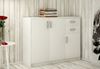 Home Collective Kommode mit 2 Schubladen und 3 Türen in matter Ausführung, Kommode 110cm breit (Hergestellt aus laminierten Platten, Metallrollen mit Auszugsperre), Holz Schrank Sideboard Highboard Kommode mit Schubladen Weiß Bild 2