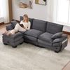 Modulares 3-Sitzer Sofa mit Hocker, B 260 x T 132 x H 84 cm, aus Cord mit USB-C Bild 4