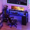 YOUDENOVA Gamingtisch mit LED-Beleuchtung & Steckdose, Computertisch, Schreibtisch (1-St), mit Schubladen & Carbon Fiber, 130 x 48 x 114 cm Bild 3