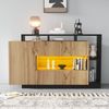 LED Sideboard Holzoptik Schwarz Bluetooth RGB Beleuchtung Höhenverstellbare Einlegeböden TV-Schrank Wohnzimmer Bild 4