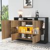 LED Sideboard Holzoptik Schwarz Bluetooth RGB Beleuchtung Höhenverstellbare Einlegeböden TV-Schrank Wohnzimmer Bild 5