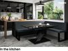 MEBLINI Eckbank für Esszimmer mit ausziehbarem Tisch - Küchenbank - Essecke - Sitzecke Küche - PETER - U-Beine 142x196x87cm Rechts - Dunkelgrau Kunstleder/B Weiß Hochgl. Bild 2