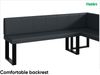 MEBLINI Eckbank für Esszimmer mit ausziehbarem Tisch - Küchenbank - Essecke - Sitzecke Küche - PETER - U-Beine 142x196x87cm Rechts - Dunkelgrau Kunstleder/B Weiß Hochgl. Bild 5