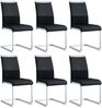 Merax Freischwinger(Set, 6 St), Moderne Esszimmerstühle 6er Set, Rückenlehne aus PU Kunstleder und Leinen, für Esszimmer, Gast Bürostuhl, schwarz Bild 1