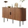 Modernes MDF Sideboard mit Rolljalousie-Türen, Aluminiumgriffen & Eisenbeinen – Vielseitiger Aufbewahrungsschrank für Wohnzimmer, Esszimmer & moderne Einrichtung Bild 2