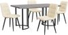 Essgruppe 5-teilig mit Marmor-Look Tisch 140×80 cm & 4 beige Samtstühlen,ergonomisch, ideal für Küche und Esszimmer Bild 3