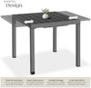 tectake Gartentisch Outdoor-Esstisch aus Aluminium für 4-6 Personen, 80–120 x 80 x 74 cm (Balkontisch Inca, 1-St, in schwarz), Lamellen in Holzoptik, wetterfest und UV-beständig, höhenverstellbar Bild 2