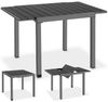 tectake Gartentisch Outdoor-Esstisch aus Aluminium für 4-6 Personen, 80–120 x 80 x 74 cm (Balkontisch Inca, 1-St, in schwarz), Lamellen in Holzoptik, wetterfest und UV-beständig, höhenverstellbar Bild 4