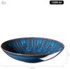 Aufregend lasiertes Teller Set für 4 Personen mit Speiseteller, Suppenteller und Dessertteller, 12-teiliges Tafelservice aus hochwertiger Keramik; Blau Bild 3