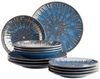 Aufregend lasiertes Teller Set für 4 Personen mit Speiseteller, Suppenteller und Dessertteller, 12-teiliges Tafelservice aus hochwertiger Keramik; Blau Bild 4