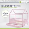 Juskys Kinderbett Marli 80x160 cm mit Bettkasten 2-teilig, Rausfallschutz, Lattenrost & Dach - Massivholz Hausbett für Kinder - Bett in Rosa Bild 2