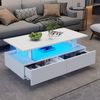 LED-Couchtisch aus Acryl mit Bluetooth-App-Steuerung, 2 Schubladen & offenem Regal, 100x50x42 cm, Weiß Bild 3