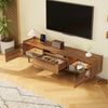 TV-Schrank mit LED-Beleuchtung, haustierfreundlicher Medienschrank mit Katzenöffnungen, Nussbaum-Design mit Glastüren Bild 3