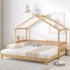 Merax Erweiterbares Baumhausbett, Hausbett, Kinderbett, Tagesbett, Einzel- und Doppelbett, reines Massivholz, natur (200x90cm) Bild 2