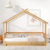 Merax Erweiterbares Baumhausbett, Hausbett, Kinderbett, Tagesbett, Einzel- und Doppelbett, reines Massivholz, natur (200x90cm) Bild 3