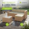 Juskys Polyrattan Lounge Punta Cana M creme – Gartenlounge für 3-4 Personen – Sitzgruppe mit Sofa, Tisch & Hocker - Sitzbezüge Sand Bild 2