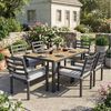 Merax Gartenlounge-Set für 6 Personen, Garten-Essgruppe wetterfeste Loungegruppe, (inkl. 6 Stühle und einen Esstisch, 7-tlg), Gartenmöbel-Set aus verzinktem Eisen mit Kunststoffholz-Tischplatte Bild 2