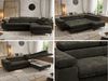 MKS Möbel 'Pablo L-Form' Ecksofa mit Schlaffunktion, verstellbare Kopfstützen, Dunkelgrau, Schenille glatt, ohne Topper, Rechts Bild 2