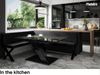 MEBLINI Eckbank für Esszimmer mit ausziehbarem Tisch - Küchenbank - Essecke - Sitzecke Küche - TONI - X-Beine 142x196x87cm Links - Graphit Samt/B Weiß Hochgl. Bild 2