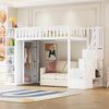 Novelux Multifunktionsbett Kinderhochbett 90x200 mit Kleiderschrank & Treppenregal – Massivholz Weiß, stabiles Hochbett mit viel Stauraum, 120kg Belastbarkeit Bild 4