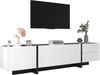 TV-Schrank 190x35x45 cm, hochglänzend weiß mit schwarzen Füßen, 3 Türen & 2 Schubladen Bild 4