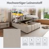 Merax Einzelbett, Polsterbett 90*200cm mit LED-Beleuchtung und USB-Anschluss, Kopfteil mit Ablageflächen und Stauraum, mit hydraulischem Stauraum, Kindereinzelbett, Leinen, Beige Bild 5