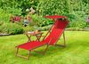 Sonnenliege rot Liegestuhl Fußteil Sonnendach Gartenliege Holz Deckchair Gartenmöbel 10-308FS Bild 2