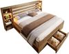Bettgestell aus Holz mit LED, USB-Anschluss & Stauraum, 160x200 cm, Eiche, mit Matratze Bild 5