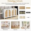 Merax Modernes Sideboard im minimalistischen Stil 4-Rattantür, Metallgriff einfaches Buffetschrank für Esszimmer, Wohnzimmer, Küche (weiß) Bild 5