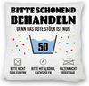 speecheese Dekokissen Bitte schonend behandeln - 50. Geburtstag Kissen satiniert Bild 5
