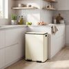 SONGMICS Mülleimer Küche, 2 x 30 Liter, 2 Fächer, Abfalleimer, Tretmülleimer, Softclose-Deckel, Stahl, creme Bild 2