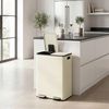 SONGMICS Mülleimer Küche, 2 x 30 Liter, 2 Fächer, Abfalleimer, Tretmülleimer, Softclose-Deckel, Stahl, creme Bild 3