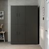 Roomart Waschmaschinenschrank- DORA-I- 130 cm breit – Waschmaschinen- & Trockner-Überbau mit Türen und Ausziehplatte, Bad & Waschküche • Schwarz-Eiche Bild 5