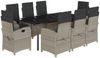 vidaXL 9-tlg. Garten-Essgruppe mit Kissen Hellgrau Poly Rattan 3212428 Bild 2