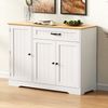 Merax Sideboard Speisewagen mit 3 Türen und einer Schublade, Buffetschrank für Esszimmer, Wohnzimmer und Diele (Weiß+Natur) Bild 2
