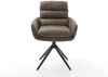 Drehstuhl Abelia-Flex mit Armlehnen Mikrofaser Taupe Vintage Kreuzgestell breit Schwarz 360° drehbar Wippfunktion Bild 2
