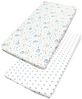 TupTam Spannbettlaken Baby, für Babybett/Kinderbett, 2er Pack, Eule Hase Beige / Graue Sterne Weiß, 60x120 cm Bild 4